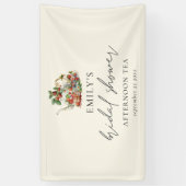 ストロベリーアフタヌーンティー名日付ブライダルシャワー 横断幕 (縦)