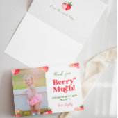 ストロベリーアンドデイジーパステルフォトガールズ誕生日 サンキューカード