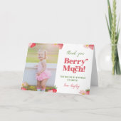 ストロベリーアンドデイジーパステルフォトガールズ誕生日 サンキューカード (正面)