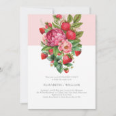 ストロベリーアンドピーニーズサマー婚約パーティ 招待状 (正面)