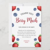 ストロベリーアンドブルーベリーガールバースデーパーティー サンキューカード (正面)