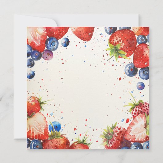 ストロベリーアンドブルーベリーファースト誕生日 招待状 (裏面)