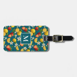 ストロベリーアンドレモンブロッサムデザインオンブルー ラゲッジタグ
