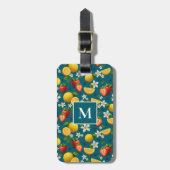 ストロベリーアンドレモンブロッサムデザインオンブルー ラゲッジタグ (正面縦)