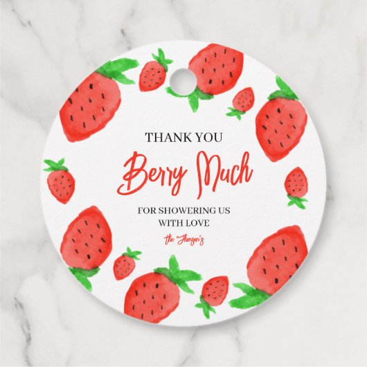 ストロベリーウォーターの色女の子の赤ちゃんシャワーありがとう フェイバータグ (裏面)