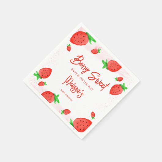 ストロベリーウォーターの色女の子ベビーシャワーベリースウィート スタンダードカクテルナプキン (角)