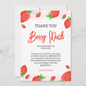 ストロベリーウォーターカラーガールベビーシャワー サンキューカード (正面)