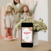 ストロベリーウォーターカラーベリーファースト誕生日 招待状