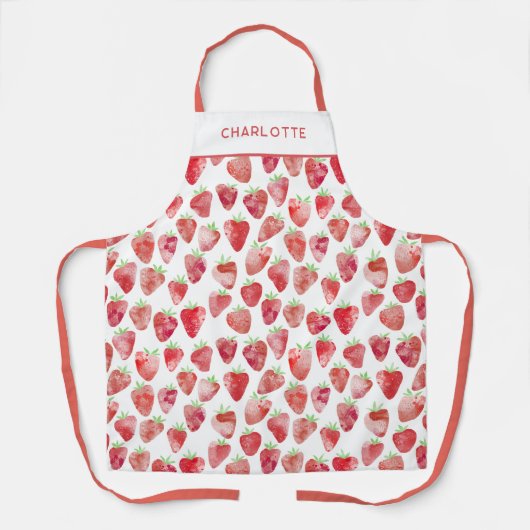 ストロベリーウォーターパーソナライズされたカラー エプロン (正面)