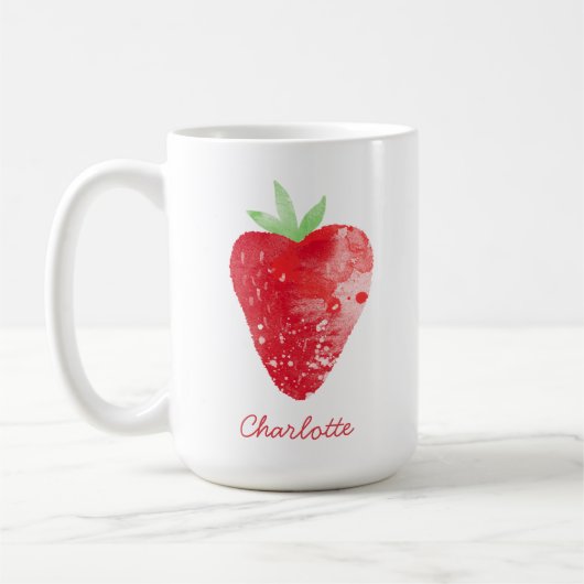 ストロベリーウォーターパーソナライズされたカラー コーヒーマグカップ (左)