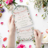 ストロベリーウォーター男女兼用カラーベビーシャワー オールインワン招待状