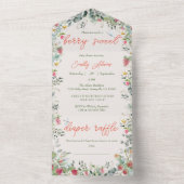 ストロベリーウォーター男女兼用カラーベビーシャワー オールインワン招待状 (内側)