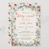 ストロベリーウォーター男女兼用カラーベビーシャワー 招待状 (正面/裏面)