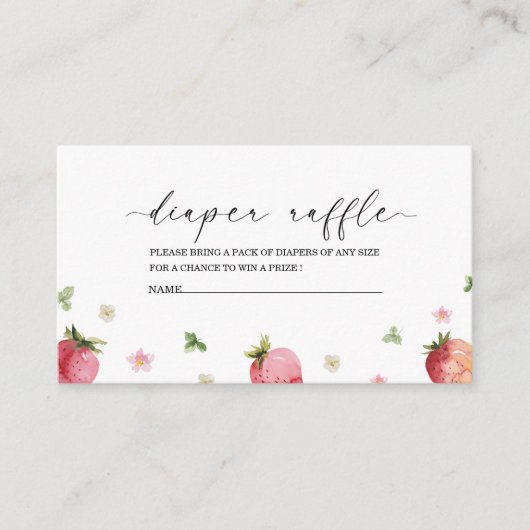 ストロベリーウォーター色の赤ちゃんシャワーおむつラッフル エンクロージャーカード (正面)