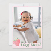 ストロベリーウベリースウィートファースト誕生日 招待状 (裏面)