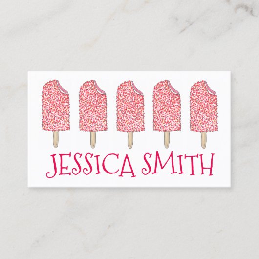 ストロベリーエクラアイスクリームピンクポピクルグルメ 名刺 (正面)