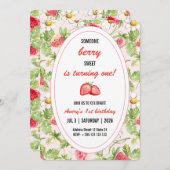 ストロベリーエレガントバースデーパーティー招待状 招待状 (正面/裏面)