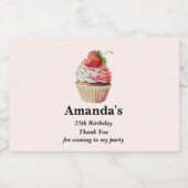 ストロベリーカップケーキスイートデザートイベントありがとう スパークリングワインラベル (シングルラベル)