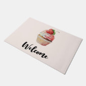 ストロベリーカップケーキスイートデザートウェルカム ドアマット (アングル)