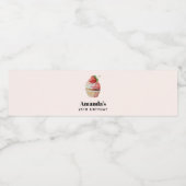 ストロベリーカップケーキスイートデザート誕生日 ペットボトルラベル (シングルラベル)