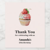 ストロベリーカップケーキスイートデザート誕生日 ワインラベル (シングルラベル)