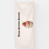 ストロベリーカップケーキスイートデザート誕生日 横断幕 (縦)