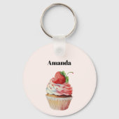 ストロベリーカップケーキスイートデザート キーホルダー (正面)