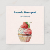 ストロベリーカップケーキスイートデザート スクエア名刺 (正面)