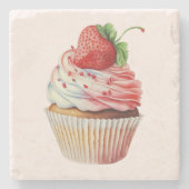 ストロベリーカップケーキスイートデザート ストーンコースター (正面)