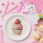 ストロベリーカップケーキスイートデザート ペーパープレート (パーティー)