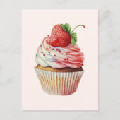 ストロベリーカップケーキスイートデザート ポストカード (正面)