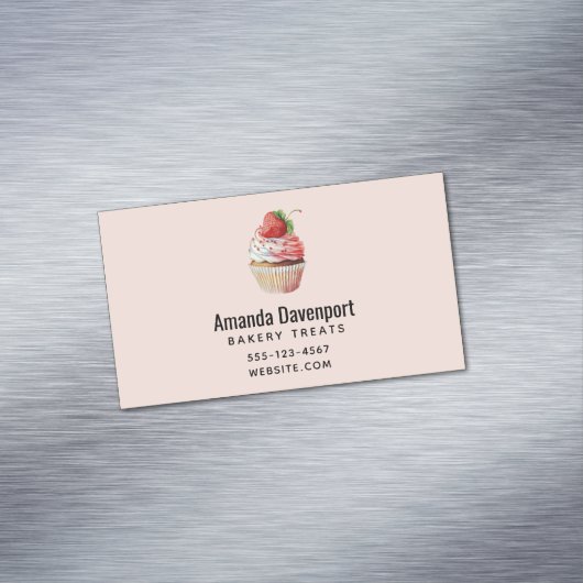 ストロベリーカップケーキスイートデザート マグネット名刺 (インサイチュ)