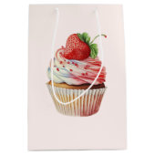 ストロベリーカップケーキスイートデザート ミディアムペーパーバッグ (正面)