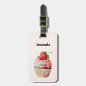 ストロベリーカップケーキスイートデザート ラゲッジタグ (正面縦)