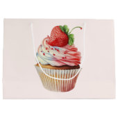 ストロベリーカップケーキスイートデザート ラージペーパーバッグ (裏面)
