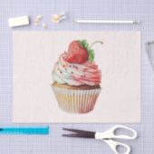 ストロベリーカップケーキスイートデザート 薄葉紙 (クラフト)