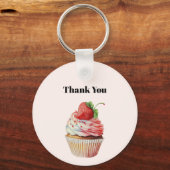 ストロベリーカップケーキデザート誕生日ありがとう キーホルダー (裏面)