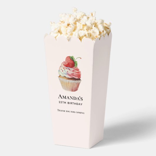 ストロベリーカップケーキデザート誕生日ありがとう フェイバーボックス (はじけた状態)