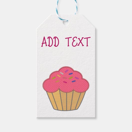 ストロベリーカップケーキ刺繍プリント ギフトタグ (正面)