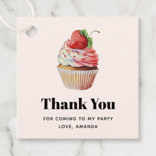 ストロベリーカップケーキ甘いデザートありがとう フェイバータグ (正面)