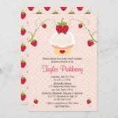 ストロベリーカップケーキ ブライダルシャワー 招待状 ピンク (正面/裏面)
