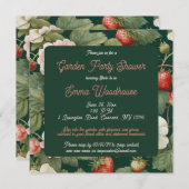 ストロベリーガーデンパーティーブライダルシャワー招待 招待状 (正面/裏面)