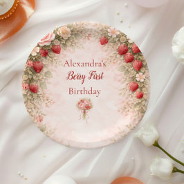 ストロベリーガーデンフローラル 1歳の誕生日 ペーパープレート