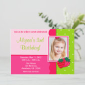 ストロベリーガールズフォト誕生日招待状 招待状 (スタンド正面)