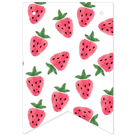 ストロベリーガールファースト誕生日マイルストーンの写真 バンティングフラッグ (第1の旗)