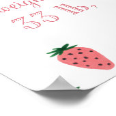 ストロベリーガールファースト誕生日マイルストーンサイン ポスター (角)