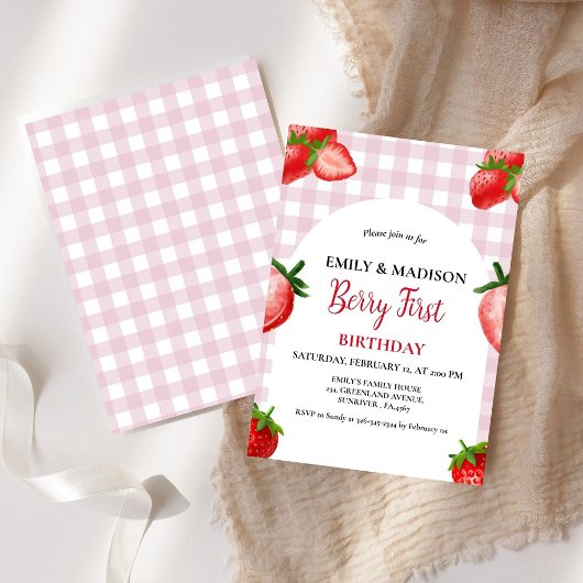 ストロベリーガールファースト誕生日| Berry Sweet 招待状