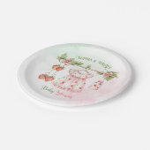 ストロベリーガールベビーシャワー ペーパープレート (アングル)