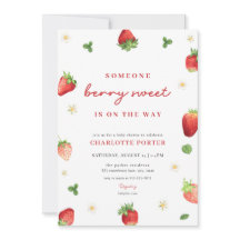ストロベリーガールベリースイートベビーシャワー招待状