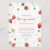 ストロベリーガールベリースイートベビーシャワー招待状 招待状 (正面/裏面)